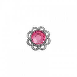 Pendentif Fleur en Métal/Zamak 15mm  avec Support pour Crystal Flatback 8mm