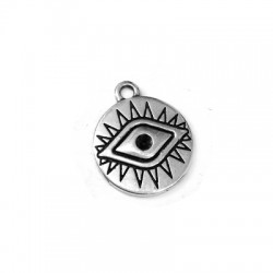 Charm in Metallo Zama Rotondo con Occhio Vegente 16mm