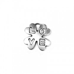 Pendentif Fleur "Love" en Métal/Zamak 16mm