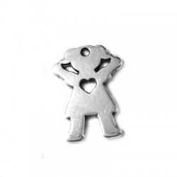 Colgante de Metal Zamak Niña con Corazón 19x25mm (Ø 1,9mm)