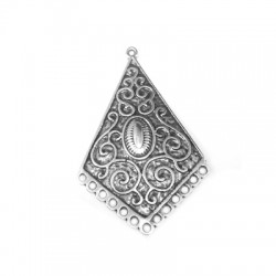 Pendentif Éthnique Losange avec Anneaux en Métal/Zamak 42x29mm