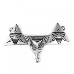 Pendentif Éthnique avec Anneaux en Métal/Zamak 50x25mm