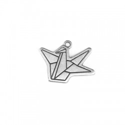 Colgante de Metal Zamak Grulla de Origami 22x18mm