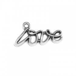 Pendentif en Métal/Zamak avec phrase "Love" 18x6mm