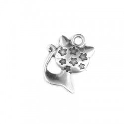 Pendentif Chat en Métal/Zamak 12x14mm