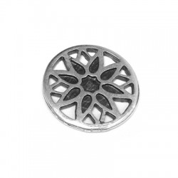 Pendentif Rond Fleur en Métal/Zamak 22mm