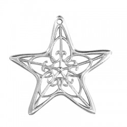 Pendentif Étoile en Zamak avec Fleur 65 mm Ø 2.7 mm