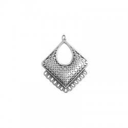 Pendentif losange éthnique avec anneaux en Métal/Zamak 30mm