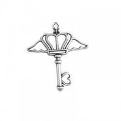 Pendentif Clé avec ailes en Métal/Zamak 37x35mm