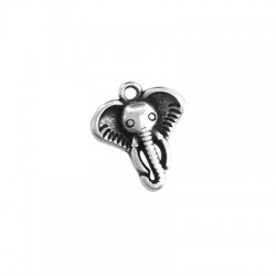 Breloque Tête d'Éléphant en Métal/Zamak 16mm