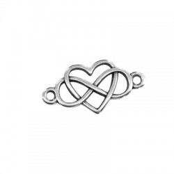 Connettore in Metallo Zama Simbolo Infinito e Cuore 19x13mm