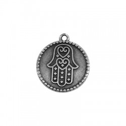 Médaille ronde avec main de Fatima en Métal/Zamak 20mm