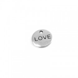 Colgante de Metal Zamak Redondo "LOVE" 10mm (Ø1.2mm)