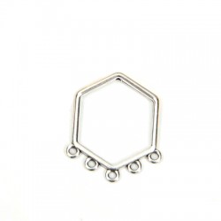 Pendentif Héxagone en Métal/Zamak 27x31mm avec 6 anneaux