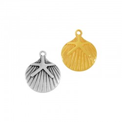 Charm in Metallo Zama Conchiglia con Stella Marina 19mm