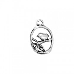 Pendentif avec branche et oiseau en Métal/Zamak 12x15mm