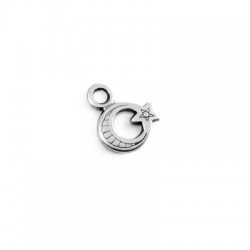 Zamak Charm Moon with Star 8x7mm