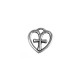 Colgante de Metal Zamak Corazón con Cruz 16x17mm