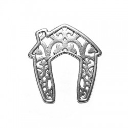 Pendentif en Zamak en Forme de fer à Cheval et Maison 47 x 51 mm