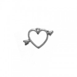 Ciondolo in Metallo Zama Cuore con Freccia 9x12mm