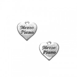 Μεταλλικό Ζάμακ Χυτό Μοτίφ Καρδιά "Mezzo Piano" 15x14mm
