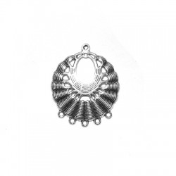 Pendentif rond Ethnique en Zamak « Chandelier » 30 mm