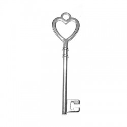 Pendentif Zamak clé avec cœur 21 x 73 mm
