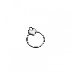 Charm rond en Zamak avec cœur 15 x 16 mm