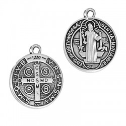 Zamak Charm Round Cross with Jesus 20mm