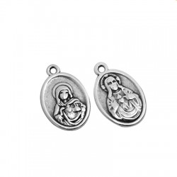 Zamak Charm Oval Virgin Mary with Jesus 16x22mm
