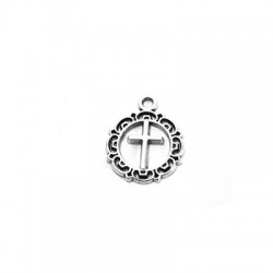 Zamak Charm Round Cross 16mm
