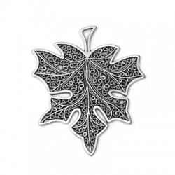 Pendentif en Zamak en Forme de Feuille 65 x 73 mm