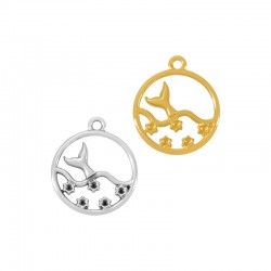 Pendentif rond en Zamak en Forme de Queue de Dauphin 20 mm