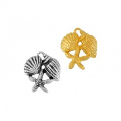 Colgante de Metal Zamak Conchas y Estrella de Mar 20x21mm