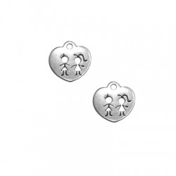 Charm cœur Garçon Fille en Zamak 16 mm