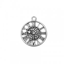 Pendentif rond en Zamak avec Horloge 29 mm