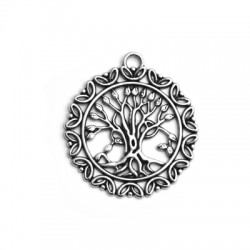 Pendentif rond en Zamak avec Arbre de vie 46 mm