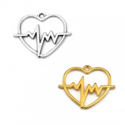 Ciondolo in Metallo Zama Battito Cardiaco 30x24mm