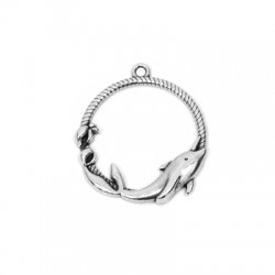 Pendentif rond en Zamak avec Dauphin 33 mm
