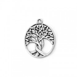 Ciondolo in Metallo Zama Ovale Albero della Vita 24x28mm
