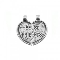 Ciondolo in Metallo Zama Cuore Spezzato "Best Friends" 26x22mm