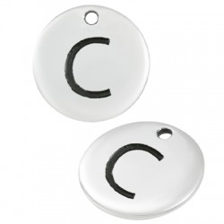 Ciondolo in Metallo Zama Rotondo Lettera "C" 12mm