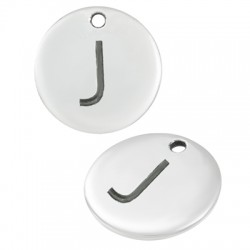 Ciondolo in Metallo Zama Rotondo Lettera "J" 12mm