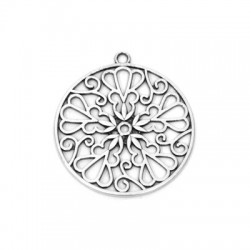Zamak Pendant Round with Flowers 39mm