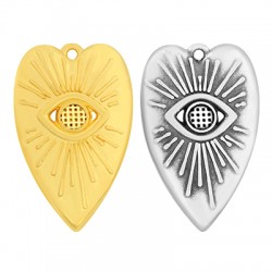 Pendentif cœur œil en Zamak avec Sertissage SS20 25 x 39 mm