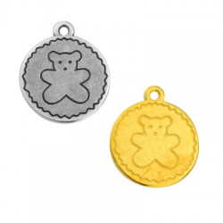 Colgante de Metal Zamak Redondo Osito de Peluche 20mm