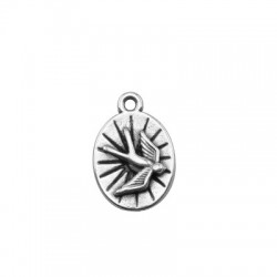 Breloque Ovale en Zamak « Hirondelle » 12 x 15 mm