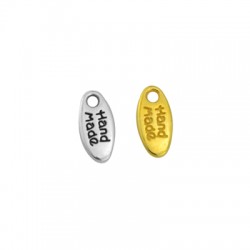 Breloque Ovale en Zamak « Hand made » 5 x 11 mm Ø 1.5 mm