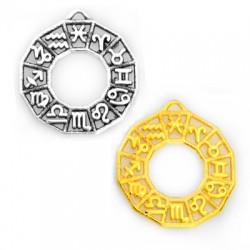 Pendentif en Zamak avec Signes du Zodiaque 32 mm