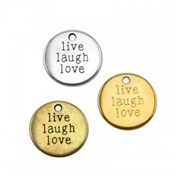 Zamak Charm Round "Live Laugh Love" 19mm